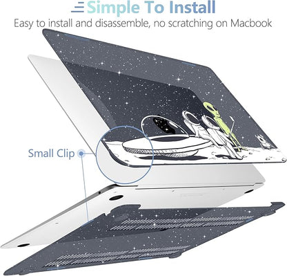 MEEgoodo for MacBook Air 13 inch Case 2021 2020 2019 2018 Released A2337 M1 A2179 A1932 with Touch ID, Plastic Hard Shell & Keyboard Cover Compatible with MacBook Air Case 13.3, Astronauts & Alien