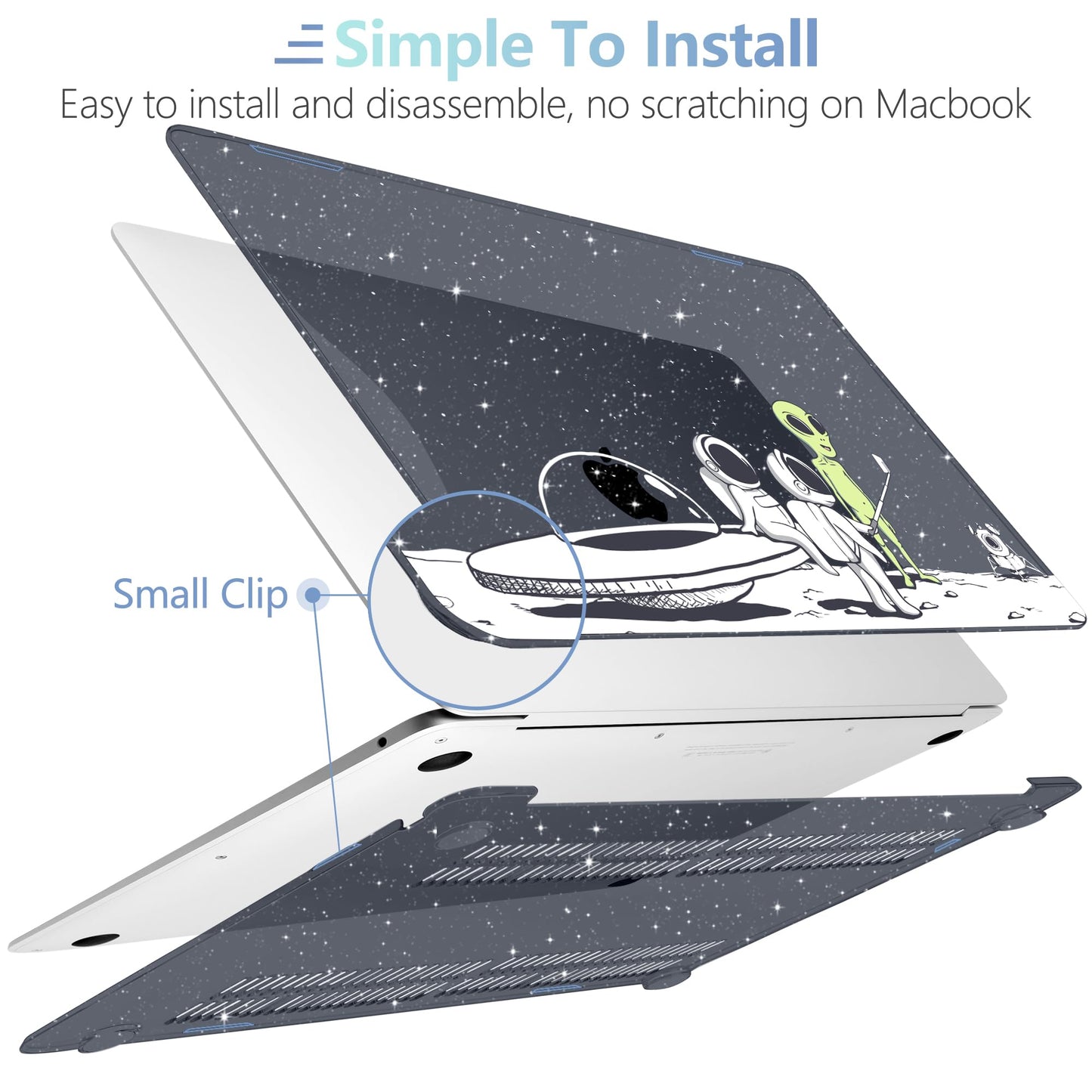 MEEgoodo for MacBook Air 13 inch Case 2021 2020 2019 2018 Released A2337 M1 A2179 A1932 with Touch ID, Plastic Hard Shell & Keyboard Cover Compatible with MacBook Air 13.3, Astronauts & Alien