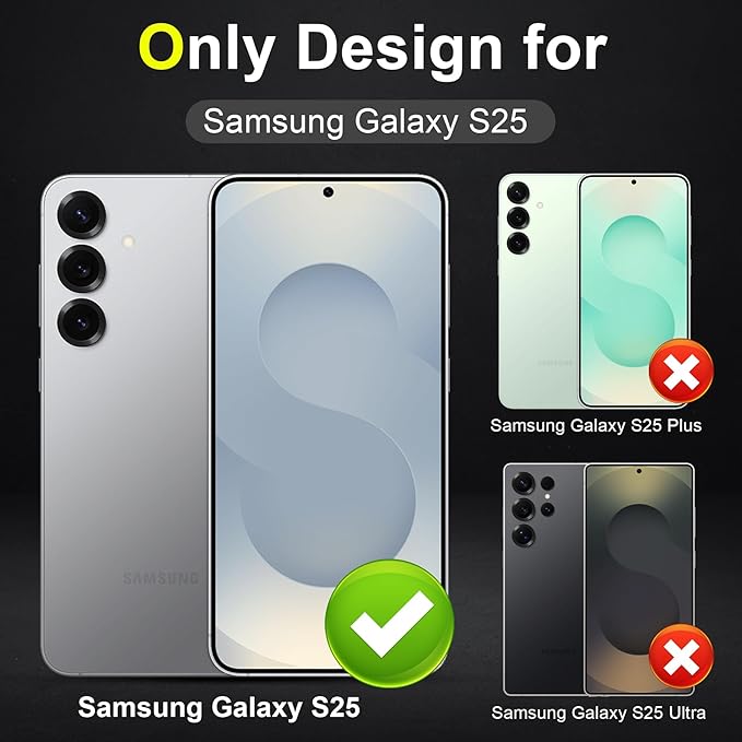 YWXTW Camera Lens Protector for Samsung Galaxy S25 Accessories [1:1 Fit & Ultra Clarity] 9H Tempered Glass Metal Individual Ring Camera Cover Screen Protector for S25, Case Friendly (Clear)