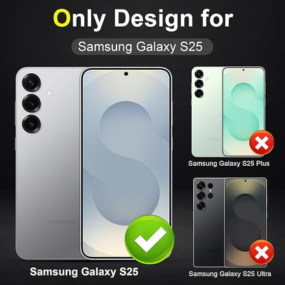 YWXTW Camera Lens Protector for Samsung Galaxy S25 Accessories [1:1 Fit & Ultra Clarity] 9H Tempered Glass Metal Individual Ring Camera Cover Screen Protector for S25, Case Friendly (Green)