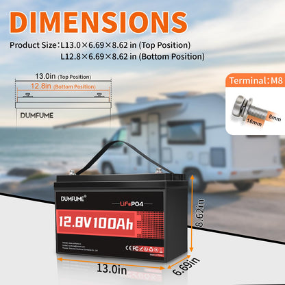2 Packs 12V 100Ah LiFePO4 Lithium Battery, Built in 100A BMS, 1280W Power Output, Up To 6000+ Cycles, Ideal For RV, Solar Off-Grid Systems, Home Energy Storage