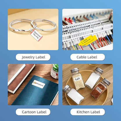 PUQU 20x10mm Direct Thermal Sticker Labels, Self-Adhesive All-Purpose Label Maker Tape, Compatible with AQ Series Label Printer, Refills Standard Laminated Office Labeling, 3 Rolls, 1800 Labels
