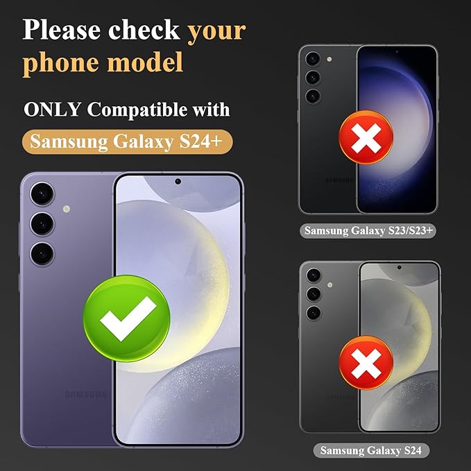 YWXTW Camera Lens Protector for Samsung Galaxy S24 Plus Accessories, 9H Tempered Glass Ultra HD Individual Ring Camera Cover Screen Protector for S24 Plus, Case Friendly (Clear)