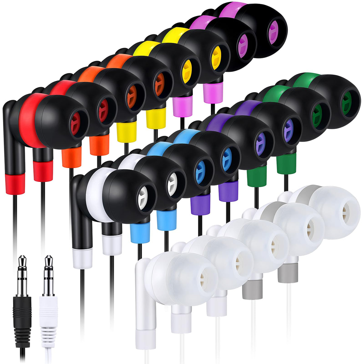 Kanayu 100 Pack Wired Earbuds Bulk for Classroom, No Mic 3.5mm, Yellow