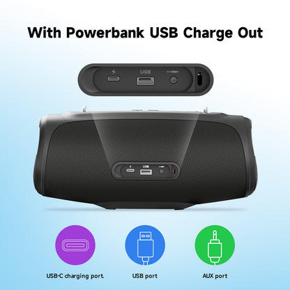 TAZATA Outdoor Speakers Bluetooth Wireless, 90W, Loud