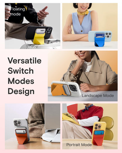 MOFT Magnetic Wallet Stand Compatible with iPhone 17/16/15/14/13/12 Series, Angle Adjustment & Magsafe Compatible MOVAS Phone Stand,Orange