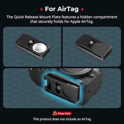 SmallRig Mount Plate for AirTag, Quick Release Camera Mount Baseplate for Arca-Type, Built-in EVA Pad, 1/4"-20 Screws, for Canon EOS R5 / R5 C / R5 Mark II / R6 / R7 / R10 - MD5424