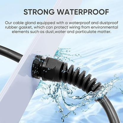 Strain Relief Cord Connector,LISTENJIALE 2Pcs NPT 3/8" Waterproof Cable Gland Flex Spiral Strain Relief Adjustable 5-10mm Cable Connector Nylon Joint with Gaskets(Black)