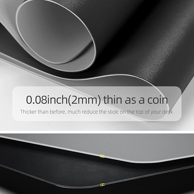 YSAGi Dual-Sided Desk Pad Protector, Waterproof Leather Desk Mat, Large Mouse Pad, Office Desk Pad Writing Pad (31.5" x 15.7", Black+Grey)