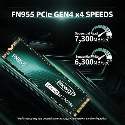 FN955 2TB NVMe SSD M.2 2280 PCIe Gen4x4, Up to 7300MB/s, 3D NAND TLC Flash Internal Solid State Drive, Configure SLC Cache, Storage and Memory Expansion for PS5 Laptop Desktop
