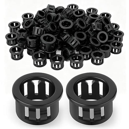 200PCS 1/2" Black Cable Snap Bushing Grommet, Snap in Cord Bushing Protect Cables