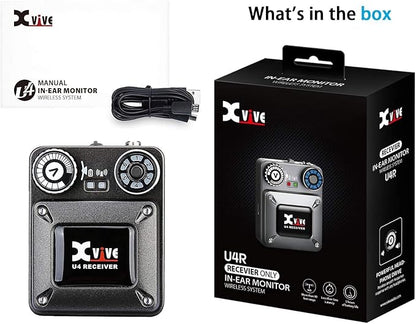Xvive U4 Wireless in-Ear Monitor System Receiver Personal IEM for Studio, Band Rehearsal,Live Performance (U4 Receiver ONLY)