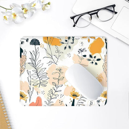 ITNRSIIET Mouse Pad with Stitched Edge Premium Textured Smooth Precise Operation Waterproof Washable Non-Slip Rubber Base Desktop Protection Mat, 10.2×8.3×0.12 inches, Beautiful Flowers