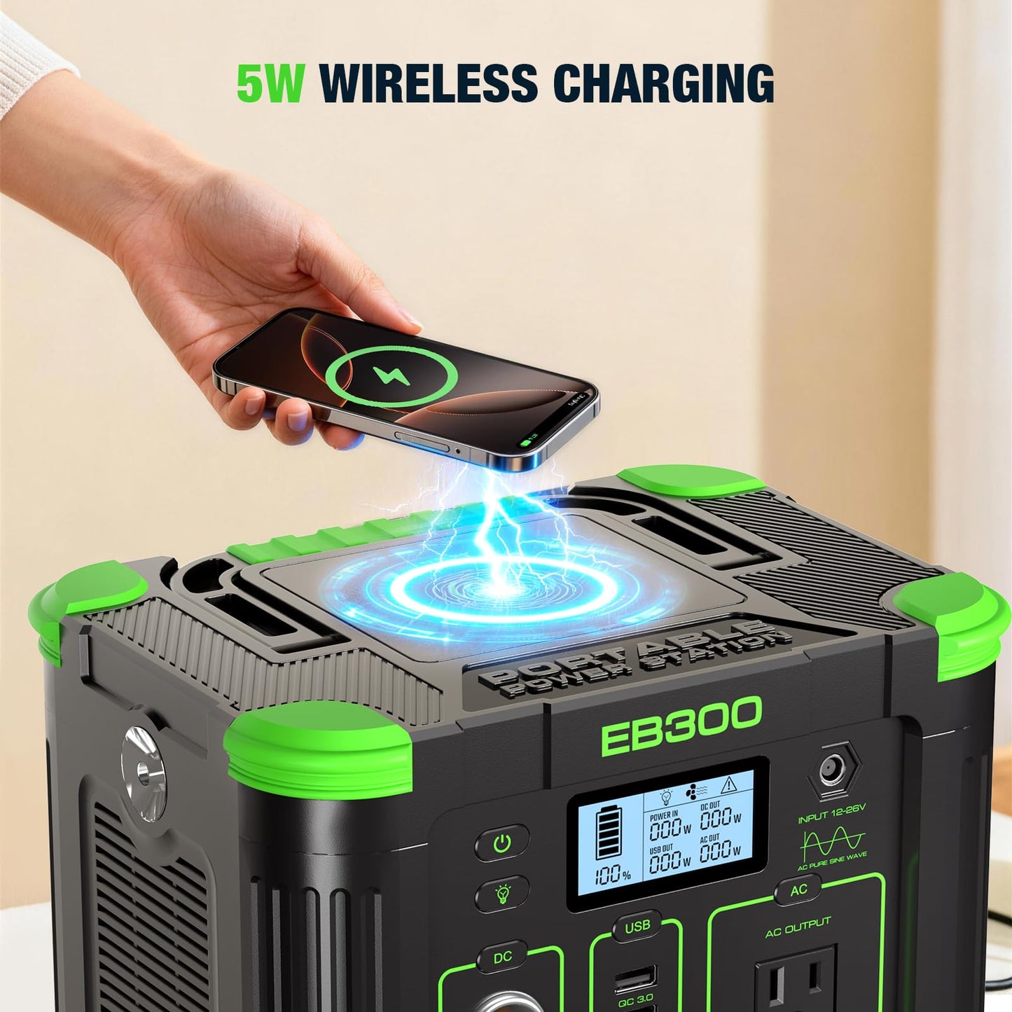 GRECELL Portable Power Station 330W, 288.6Wh Solar Generator