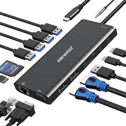 USB C Docking Station Dual Monitor Triple Display Hub Multiple Adapter