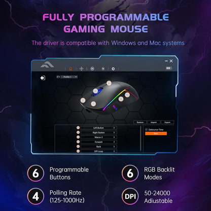 FFJ Wireless Gaming Mouse, 24000 DPI, Rechargeable Gaming Mice for PC, Mac