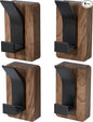 4 PCS Black Walnut Wood Wall Hooks Adhesive Mounted & Wall Mounted Rustic Decorative Entryway Hooks Mid Century Modern Natural Wooden Pegs for Hanging Coat Clothes Hat Bag Purse and Towel