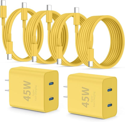 Super Fast Samsung Charger Type C,45W Dual Port USB C Fast Charger Block [2-Pack] & Extra Long 60W 3/6/6/10FT USB C Cable - PD Quick Charging 3.0 for Samsung Galaxy S25 Ultra/S24+/S23 iPhone 16