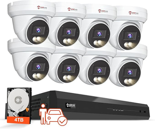 Anpviz 4K 16CH PoE Security Camera System, 8pcs Wired 8MP PoE IP Cameras