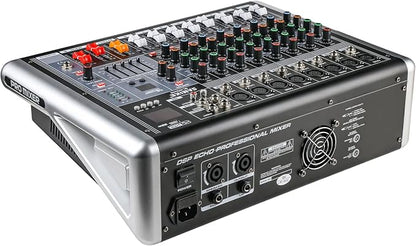 Mixers Audio 8 Channel Mixer Power Mixer Amplifier 2 * 300 Watt Output Dj Mixer Board with 16 Kinds of DSP Reverb Sound Mixers for Speakers