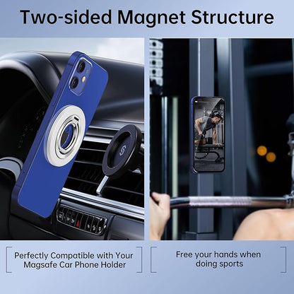 Magnetic Phone Ring Holder for MagSafe, Syncwire Magnetic Phone Ring Grip Finger Kickstand with Two-Sided Magnets Compatible with iPhone 16 Pro Max 15 14 13 12, Android, MagSafe Accessories, White