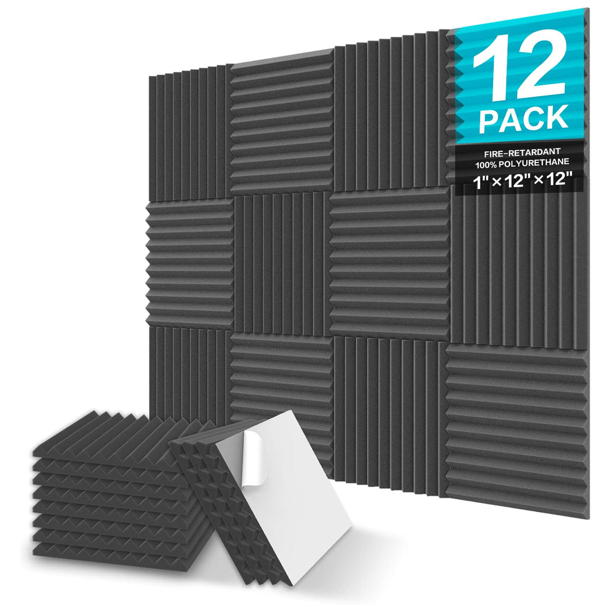 JBER 24 Pack Acoustic Panels Studio Foam Wedges Soundproof Padding