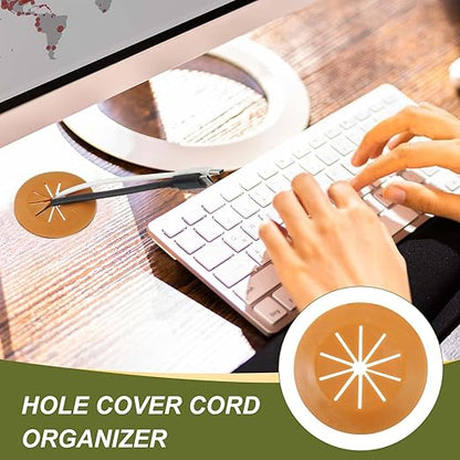 PATIKIL Desk Grommet 2-3/8", 4 Pcs Round Cable Grommet Cord Hole Cover with Adhesive Tape Flexible Table Wire Organizer for Office Home Table Countertop, Yellow
