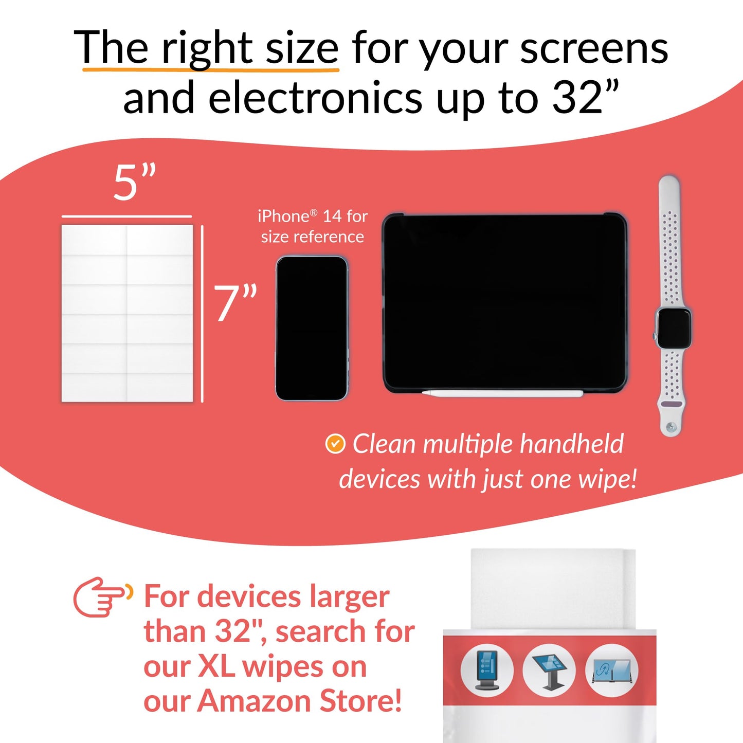 iCloth 70% Isopropyl Alcohol Large Screen and Electronics Wipes, Lint-Free, Streak-Free, Fast-Drying, Removes Dust and Fingerprints (50 Wipes)