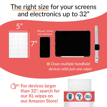 iCloth 70% Isopropyl Alcohol Large Screen and Electronics Wipes, Lint-Free, Streak-Free, Fast-Drying, Removes Dust and Fingerprints (50 Wipes)
