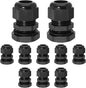 10 Pcs 1/2" NPT Nylon Cable Glands, IP68 Waterproof Adjustable Cord Grip Cable Connector Strain Relief Wire Protectors for 6-12mm Cable Diameter, Black