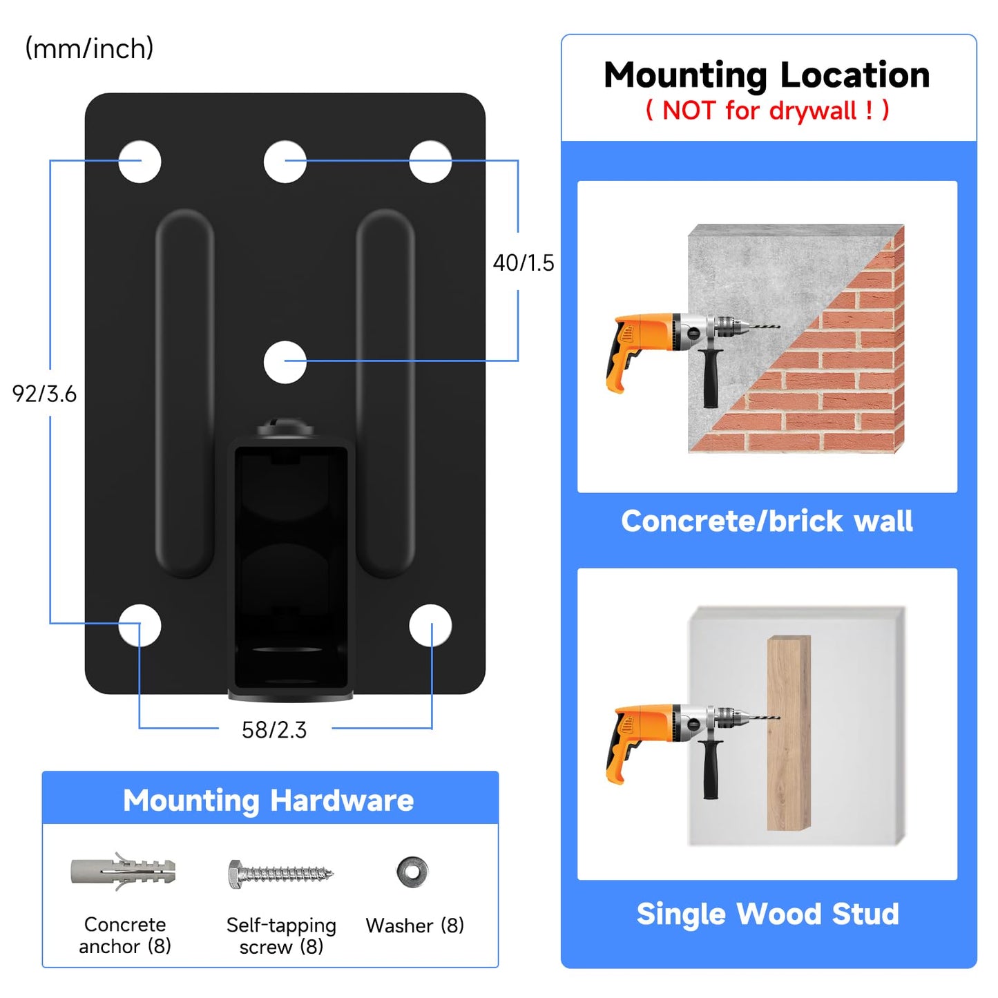 suptek Speaker Wall Mount Adjustable for Large Bookshelf Speaker Mounts