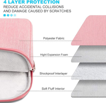 Lacdo Laptop Sleeve Case for 15 inch New MacBook Air M4 A3241 2025, M3 A3114, M2 A2941 2024-2023, 15 inch MacBook Pro A1990 A1707, Dell XPS 15 Plus Computer Case Bag with Accessory Pocket, Peach