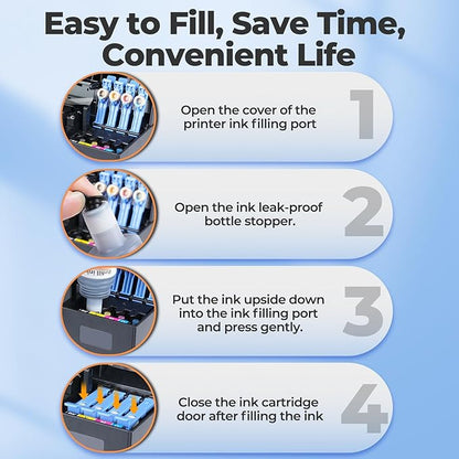522 Ink Refill Bottles ET-2800 ET-4800 ET-2400 ET-2803 Replacement for Eco Tank 522 Ink Bottles Use for Eco Tank ET-2400 ET-2720 ET-2800 ET-2803 ET-2840 ET-4800 ET-4810 ET 2400 ET 2800 ET 4800 Printer