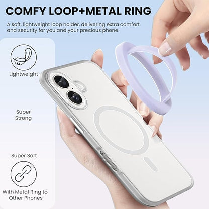 Magnetic Silicone Ring Grip Phone Holder, Loop Grip Phone Holder,Magnetic Phone Loop,Magsafe Phone Grip,Compatible with Magsafe for iPhone 16/15/14/13/12 Series (Purple)