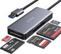 CF Card Reader,USB 3.0 to Compact Flash Memory Card Reader Adapter 5Gbps Read 5 Cards Simultaneously for SDXC, SDHC, SD, Micro SDXC, Micro SD, Micro SDHC, M2, MS, CF and UHS-I Card (Grey)