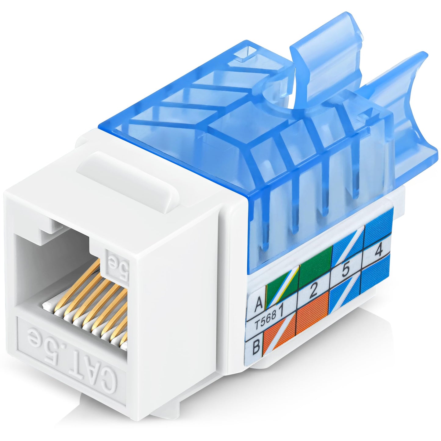 Everest 45 Degree RJ45 Cat5e Keystone Jacks Slim Profile 10-Pack White