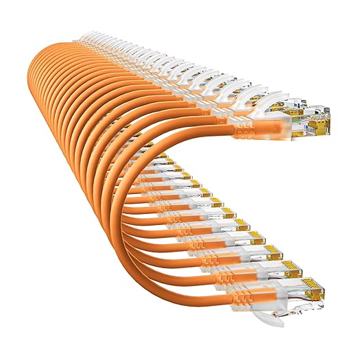 10Gsupxsel Cat6a Patch Cables 1ft (24 Pack) Slim, Cat6 Ethernet Patch Cable Pure Copper, Flexible Cat 6 Patch Cable 550MHZ 10G, Space-Saving Cat 6A Network Cables for Patch Panel, Orange