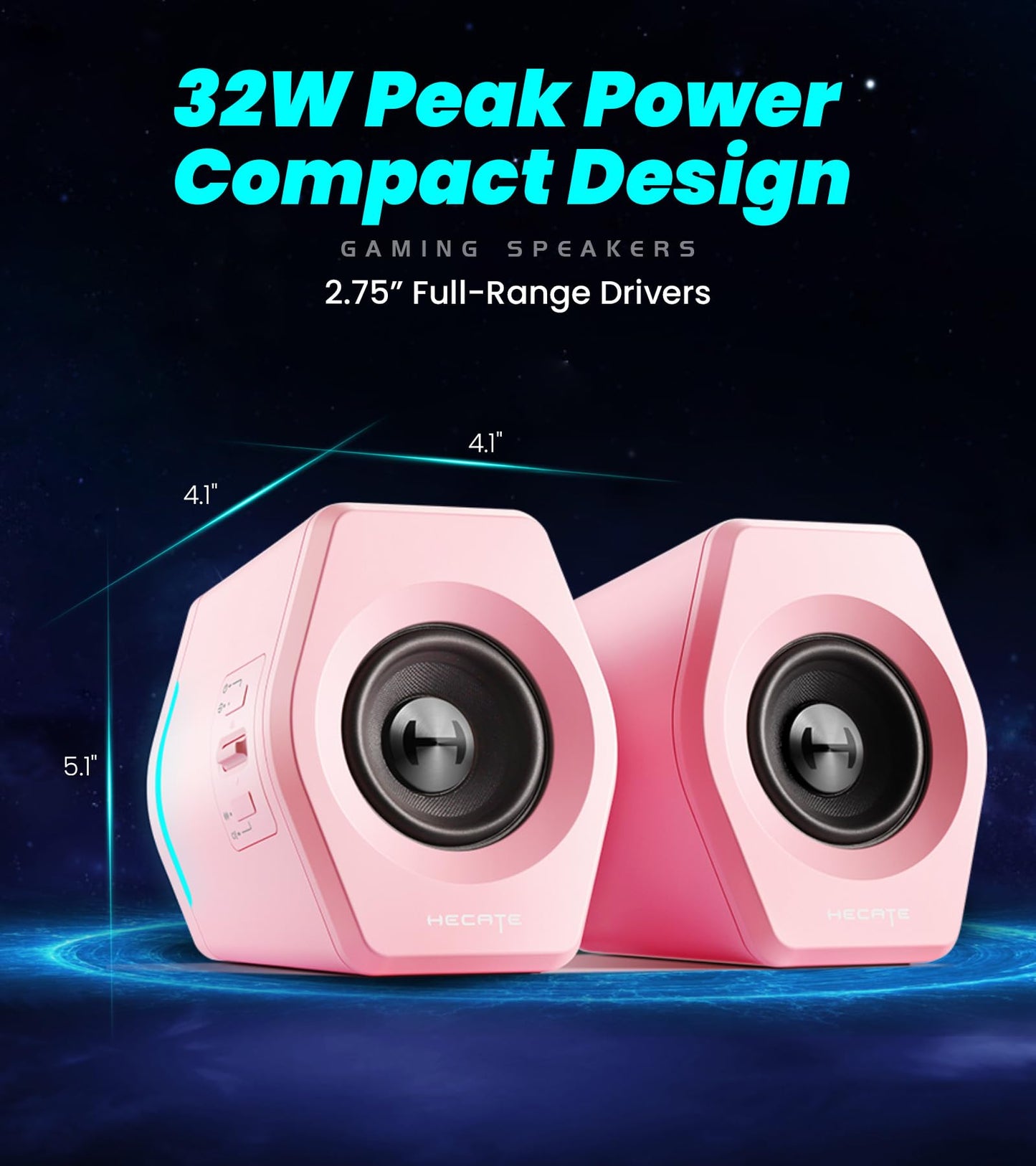 Edifier Hecate RGB Gaming Speakers, 32W Peak Power, Bluetooth, Pink