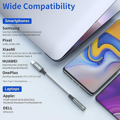 USB Type C to 3.5mm Headphone Jack Adapter, (2-Pack) USB C to Aux Female Audio Dongle Cable Cord Compatible with iPhone 16/15 Pro/15 Plus/15 Pro Max,iPad Pro,MacBook, Samsung Galaxy S24 S23 S22