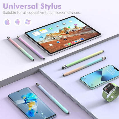 5Pcs Stylus Pens, 2 in 1 Stylus Pen for Touchscreen High Sensitivity Capacitive Stylus for iPad, iPhone, Android Samsung Tablets Skylight Calendar All Universal Touchscreen Devices with 10 Rubber Tips