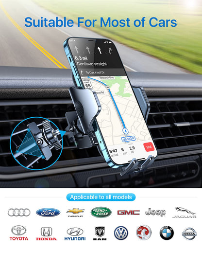 andobil 2026 Upgraded Car Phone Holder Mount for Vent, Military Sturdy Metal Clip Air Vent Phone Holder for Your Car Easy Used Cell Phone Car Mount for iPhone 17 Pro Max 15 14 13 Samsung S26 S25