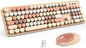 KNOWSQT Wireless Keyboard and Mouse Combo - MilkTea Colorful 2.4G Typewriter Full-Size Cute Keyboards - USB Receiver Plug and Play, for Computer, PC, Laptop, Desktop, Windows