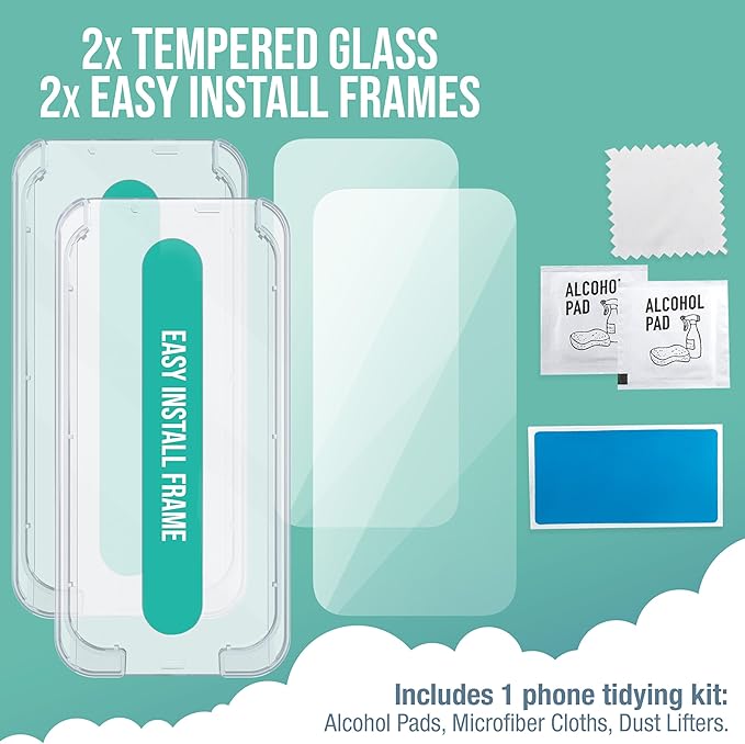 Smartish® iPhone 15 Screen Protector - 2-Pack Tempered Glass Screen Protectors - Tuff Sheet - 9H Easy Install Frame [Scratch Resistant] Case-Friendly- Dynamic Island for Apple iPhone 15
