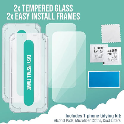 Smartish® iPhone 15 Pro Screen Protector - 2-Pack Tempered Glass Screen Protectors - Tuff Sheet - 9H Easy Install Frame [Scratch Resistant] Case-Friendly- Dynamic Island for Apple iPhone 15 Pro