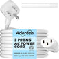 Adoreen 2 Ft Computer TV Replacement Power Cord White, Low Profile Flat Plug 18AWG 3-Prong AC Universal Power Supply Cable NEMA 5-15P to IEC 320 C13 for Printer, PC, Monitor TV LCD, ETL+Ties