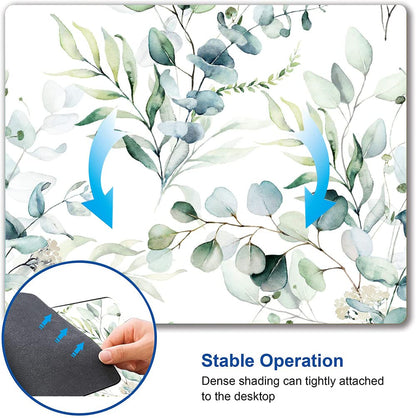 Plant Leave Mouse Pad - Square Waterproof Non-Slip Rubber Base for Office Laptop, 9.5"x7.9"x0.12" Inch (Green Grass)