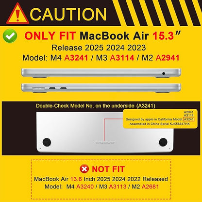 MEEgoodo for M4/M3/M2 MacBook Air 15.3 inch Case 2025 2024 2023, Case Fit Model (A3241/A3114/A2941) for MacBook Air 15 inch, Laptop Hard Shell with Keyboard Cover, Pink Marble Texture