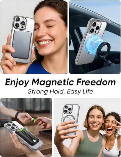 MAGIC JOHN 360° Rotatable Magnetic Invisible Stand for iPhone 14 Pro Max Case [Anti-Slip Grip] [Compatible with MagSafe] 16FT Shockproof for iPhone 14 Pro Max Case with Kickstand, Gray