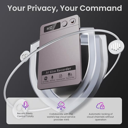 AI Voice Recorder, Transcribe & Summarize, AI Noise Cancellation Technology, Supports 152 Languages, 64GB Memory APP Control Audio Recorder for Lectures, Meetings, Calls (Starlight)