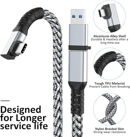 Link Cable 16FT VR Cable Compatible with Meta Oculus Quest 2/Quest 3S/Quest 3/Pro Pico, Nylon Braided Accessories and Gaming PC Steam VR, USB 3.0 Data Transfer Type C Cable, for VR Headset